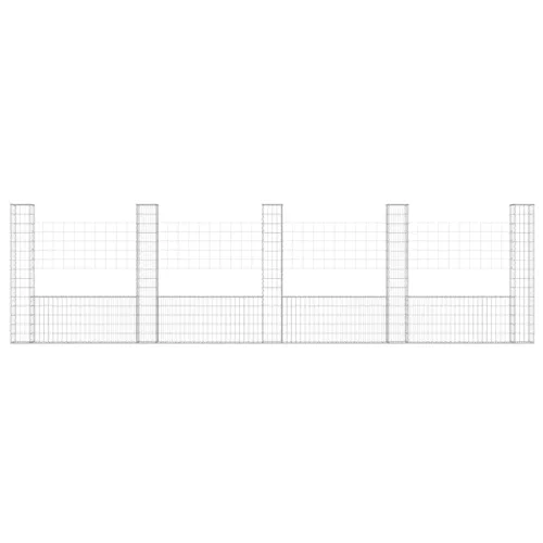   U-alakú vas gabionkosár 5 oszloppal 500 x 20 x 150 cm
