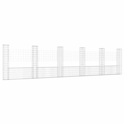   U-alakú vas gabionkosár 6 oszloppal 620 x 20 x 150 cm