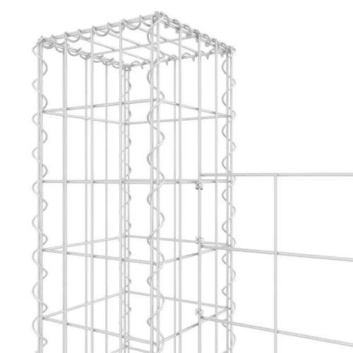   U-alakú vas gabionkosár 7 oszloppal 740 x 20 x 150 cm