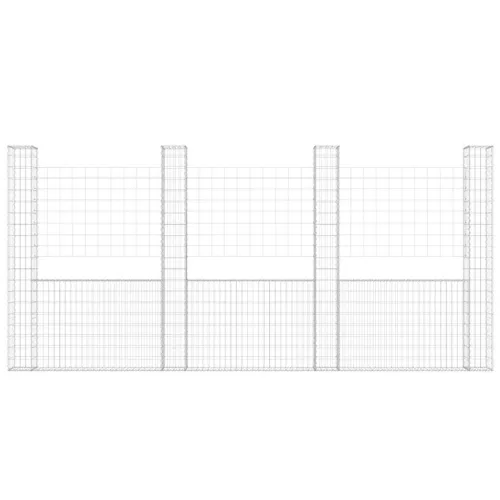   U-alakú vas gabionkosár 4 oszloppal 380 x 20 x 200 cm