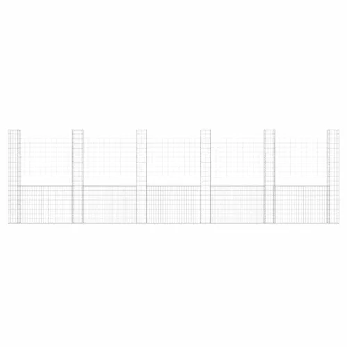   U-alakú vas gabionkosár 6 oszloppal 620 x 20 x 200 cm