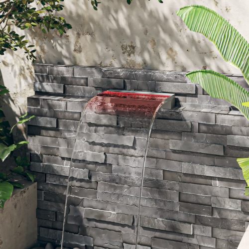  rozsdamentes acél vízeséskifolyó RGB LED-ekkel 45 cm