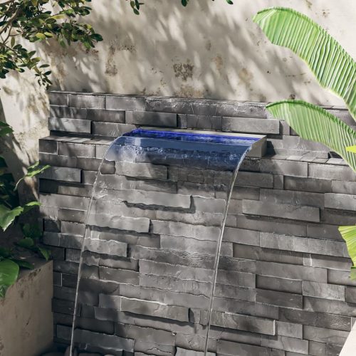  rozsdamentes acél vízeséskifolyó RGB LED-ekkel 60 cm