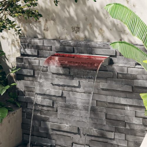  rozsdamentes acél vízeséskifolyó RGB LED-ekkel 60 cm