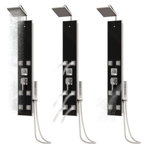  fekete üveg zuhanypanel 18 x 45,5 x 130 cm