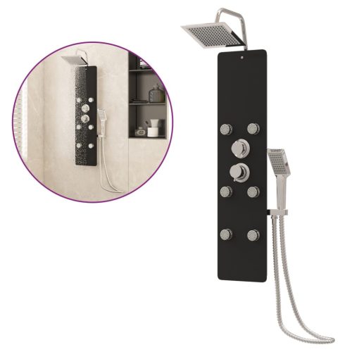  fekete üveg zuhanypanel 25 x 47,5 x 130 cm