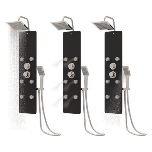  fekete üveg zuhanypanel 25 x 47,5 x 130 cm