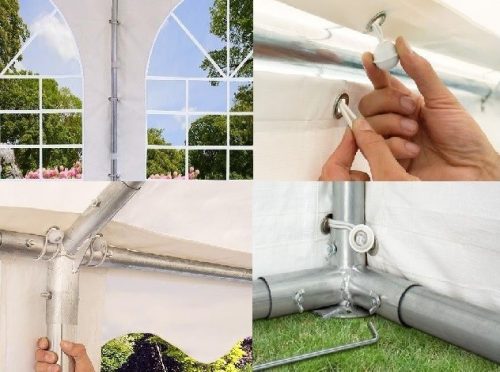 TP 4x8m erősített rendezvénysátor, PVC 800 - fehér-szürke