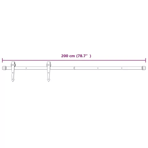  fehér acél tolóajtó-szerelvényszett 200 cm