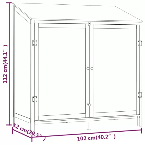  antracitszürke tömör fenyőfa kerti fészer 102 x 52 x 112 cm