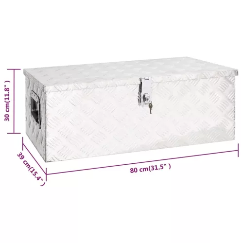  ezüstszínű alumínium tárolóláda 80 x 39 x 30 cm