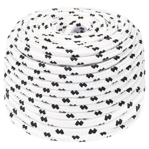  fehér poliészter fonott csónakkötél 10 mm x 25 m