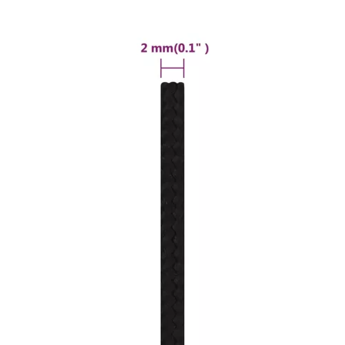  fekete poliészter munkakötél 2 mm 100 m