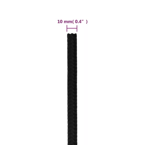  fekete poliészter munkakötél 10 mm 25 m