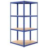  4 szintes kék acél és szerelt fa sarokpolc
