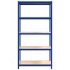  5 szintes kék acél és szerelt fa tárolópolc