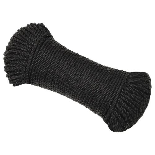  fekete polipropilén munkakötél 6 mm 250 m