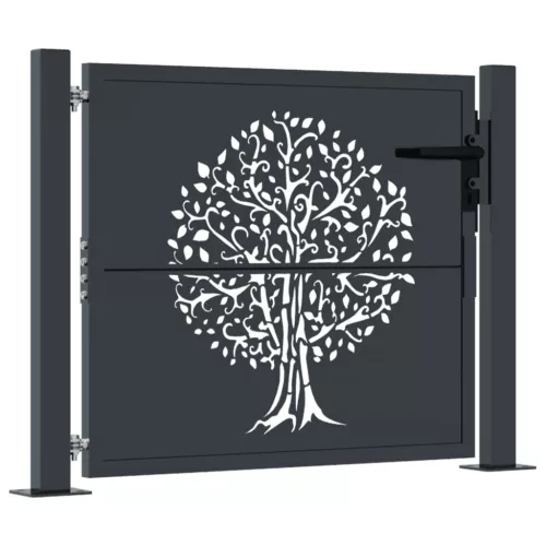  antracitszürke famintás acél kertkapu 105 x 105 cm