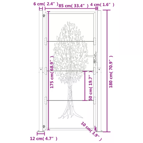  antracitszürke acél famintás kertkapu 105 x 180 cm