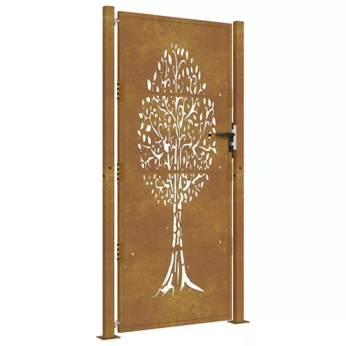  rozsdaszínű famintás corten acél kerti kapu 105 x 205 cm
