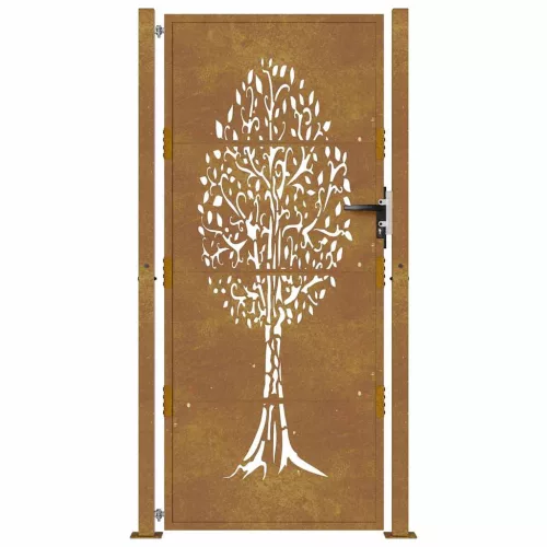  rozsdaszínű famintás corten acél kerti kapu 105 x 205 cm