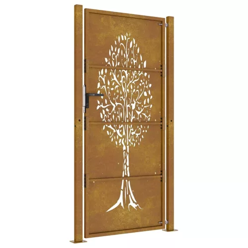  rozsdaszínű famintás corten acél kerti kapu 105 x 205 cm