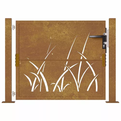  fűmintás corten acél kerti kapu 105 x 80 cm
