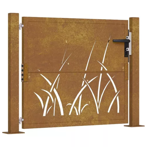  fűmintás corten acél kerti kapu 105 x 105 cm