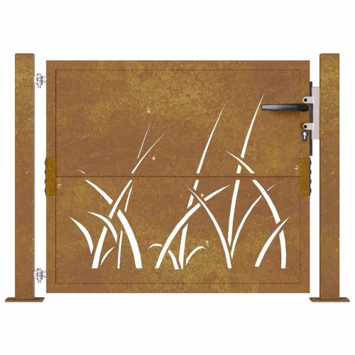  fűmintás corten acél kerti kapu 105 x 105 cm