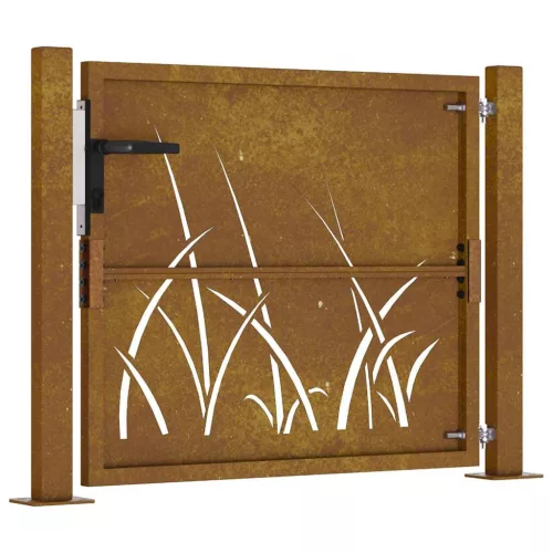  fűmintás corten acél kerti kapu 105 x 105 cm