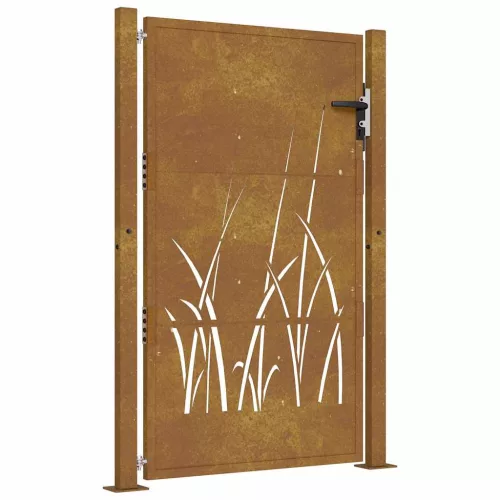  fűmintás corten acél kerti kapu 105 x 130 cm