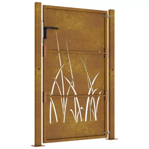  fűmintás corten acél kerti kapu 105 x 130 cm