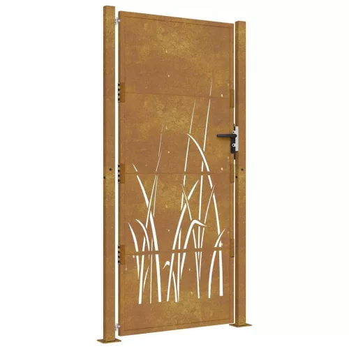  fűmintás corten acél kerti kapu 105 x 180 cm