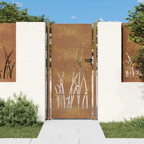  fűmintás corten acél kerti kapu 105 x 205 cm