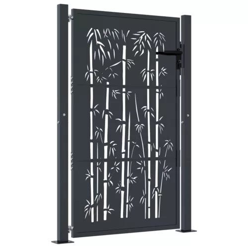 antracitszürke acél bambuszmintás kertkapu 105 x 130 cm