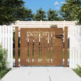  bambuszmintás corten acél kerti kapu 105x80 cm