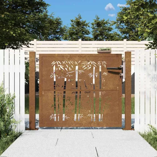  bambuszmintás corten acél kerti kapu 105x80 cm