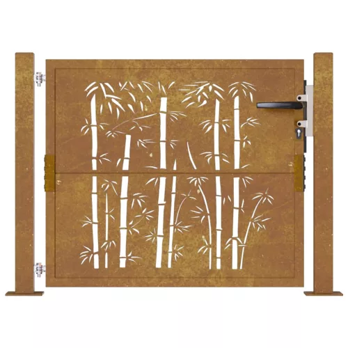  bambuszmintás corten acél kerti kapu 105x80 cm