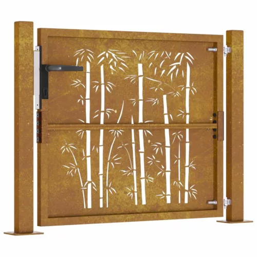  bambuszmintás corten acél kerti kapu 105x80 cm