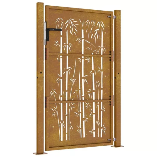  bambuszmintás corten acél kerti kapu 105 x 130 cm