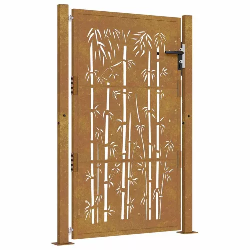  bambuszmintás corten acél kerti kapu 105 x 155 cm