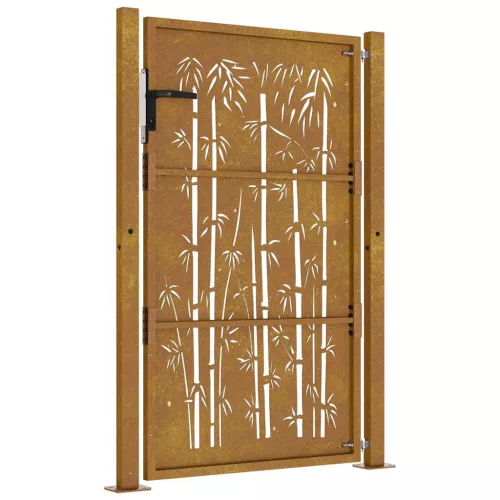  bambuszmintás corten acél kerti kapu 105 x 155 cm