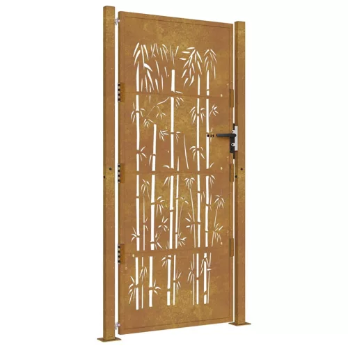  bambuszmintás corten acél kerti kapu 105 x 205 cm