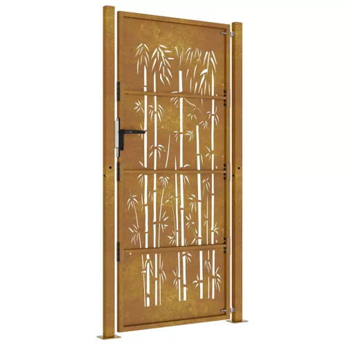  bambuszmintás corten acél kerti kapu 105 x 205 cm