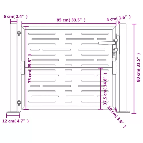  antracitszürke acél négyszögmintás kertkapu 105 x 80 cm