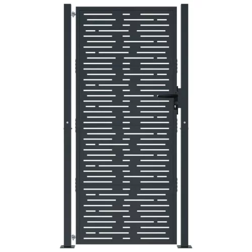  antracitszürke négyszögmintás acél kertkapu 105 x 205 cm