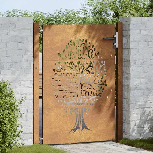  rozsdaszínű famintás corten acél kerti kapu 105 x 155 cm