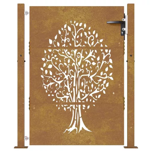  rozsdaszínű famintás corten acél kerti kapu 105 x 155 cm