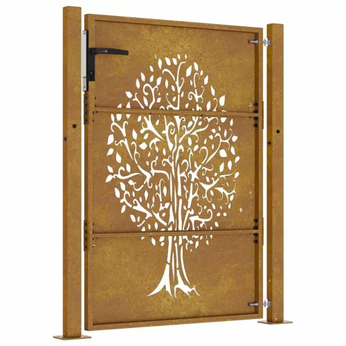  rozsdaszínű famintás corten acél kerti kapu 105 x 155 cm