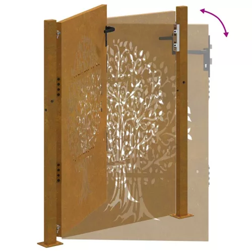  rozsdaszínű famintás corten acél kerti kapu 105 x 155 cm